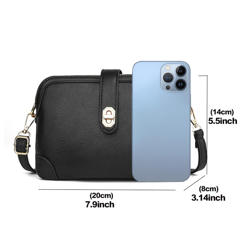 Xiaoyu Small Crossbody Bags for Women Fashion Cell Phone Purse Ladies Multiple Pockets Shoulder Handbags (Black) - Image 4