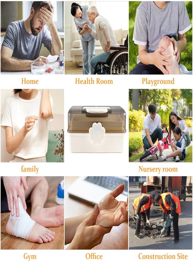 Mowhut 3-Tier Medicine Box,Portable Medicine Storage Box with Handle,Medicine Cabinet for Bottle Organizer,Plastic Large Capacity First Aid Box for Family,Office and Travel, 11.4" L × 7.6" W × 6.2" H - Image 2