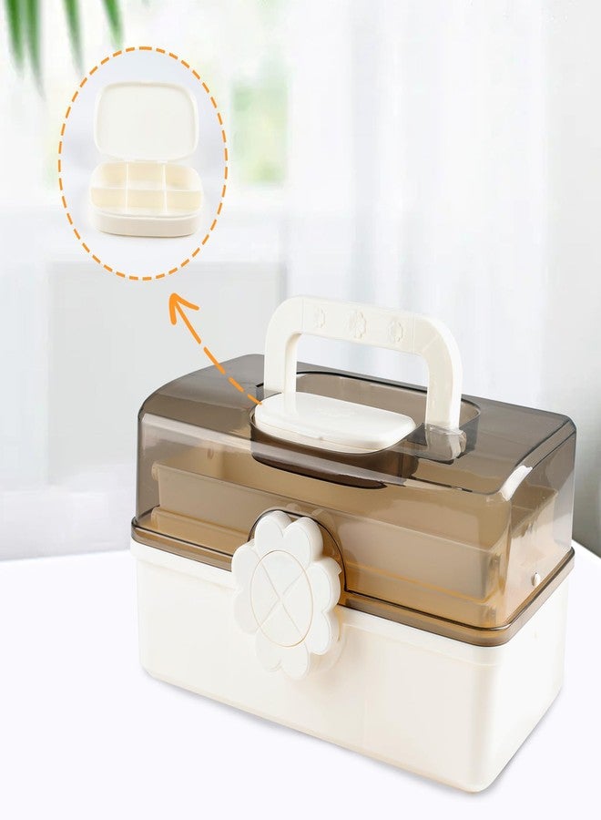 Mowhut 3-Tier Medicine Box,Portable Medicine Storage Box with Handle,Medicine Cabinet for Bottle Organizer,Plastic Large Capacity First Aid Box for Family,Office and Travel, 11.4" L × 7.6" W × 6.2" H - Image 5