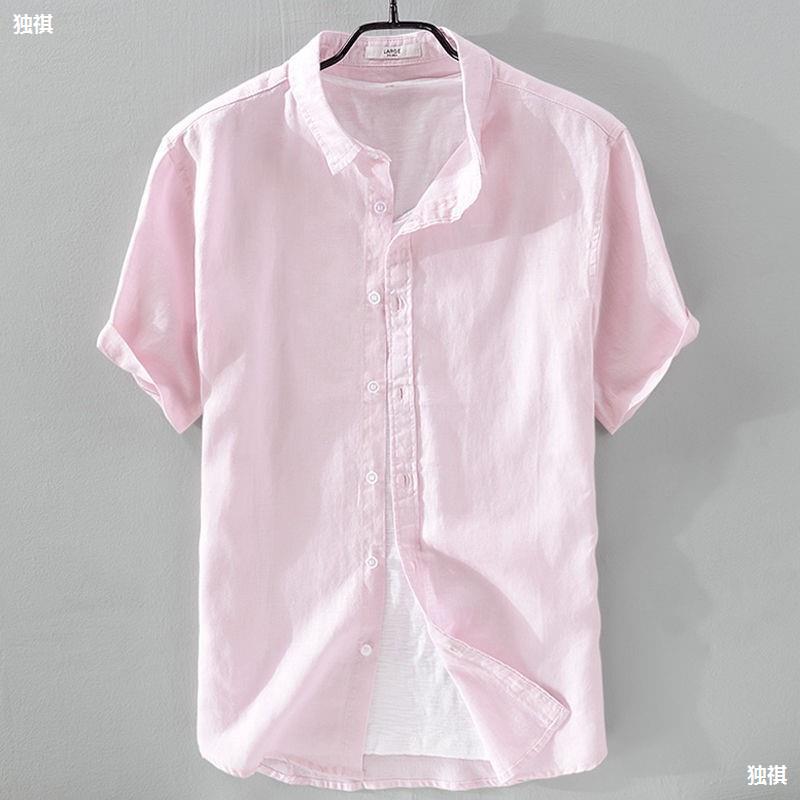 Summer Men'S Linen Short-Sleeved Shirt Collar T-Shirt Summer Casual Linen Clothes Youth Linen Jacket Cotton Linen T-Shirt - Image 2
