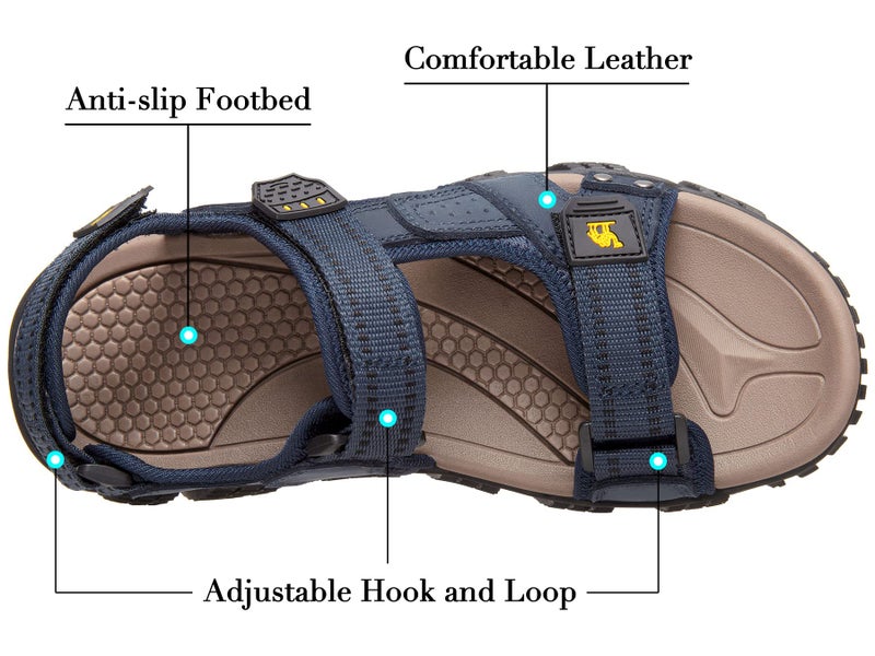 CAMEL CROWN Men's Waterproof Arch Support Hiking Sandals - Comfort Leather with Adjustable Straps - Athletic Outdoor Sandals for Summer Beach Trail Walking - Dark Blue 10 - Image 3