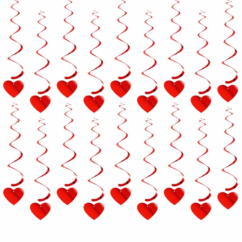 Hugtmr Red Heart Swirls Party-Decorations - 18Pcs Romantic Special Night Galentines Hanging Streamers Garland,Valentines Girl Wedding Anniversary Baby Bridal Shower Birthday Decor Supplies Hugtmr - Image 3