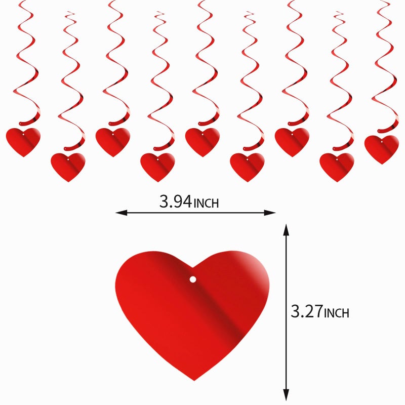Hugtmr Red Heart Swirls Party-Decorations - 18Pcs Romantic Special Night Galentines Hanging Streamers Garland,Valentines Girl Wedding Anniversary Baby Bridal Shower Birthday Decor Supplies Hugtmr - Image 2