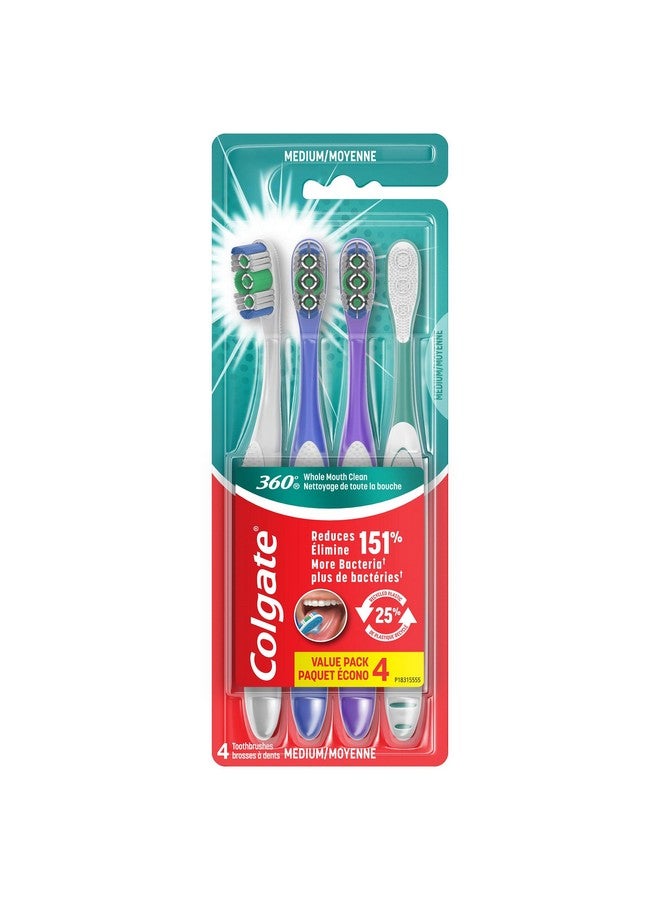 كولجيت فرشاة أسنان كولجيت 360 للبالغين، متوسطة الحجم (4 قطع) - Image 1