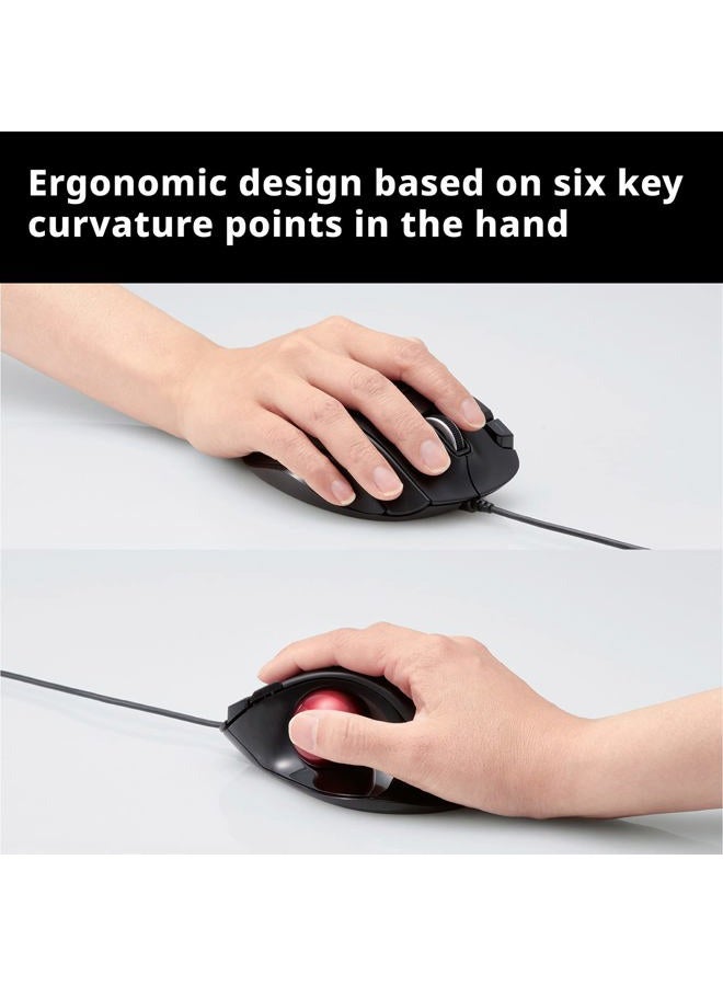 ELECOM EX-G Wired Trackball Mouse, Ergonomic Thumb Control, Smooth Tracking Roller Ball, 5 Programmable Buttons, Tilt Scroll, Computer Mice for PC Mac - Image 4