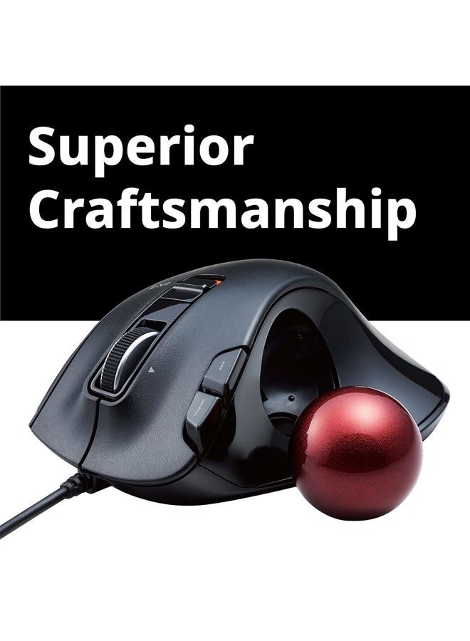 ELECOM EX-G Wired Trackball Mouse, Ergonomic Thumb Control, Smooth Tracking Roller Ball, 5 Programmable Buttons, Tilt Scroll, Computer Mice for PC Mac - Image 3