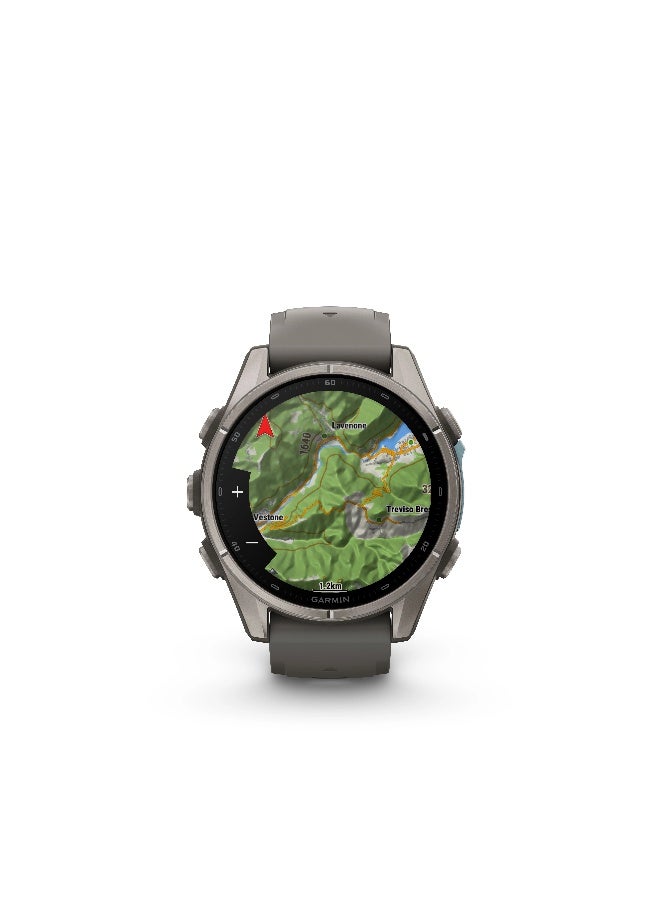 Garmin Fenix  9 - 47 mm - Titanium with Pebble Gray Silicone band Bare Titanium with Pebble Gray band - Image 3