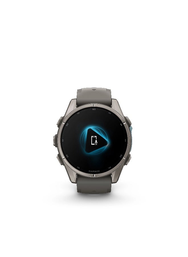 Garmin Fenix  9 - 47 mm - Titanium with Pebble Gray Silicone band Bare Titanium with Pebble Gray band - Image 2