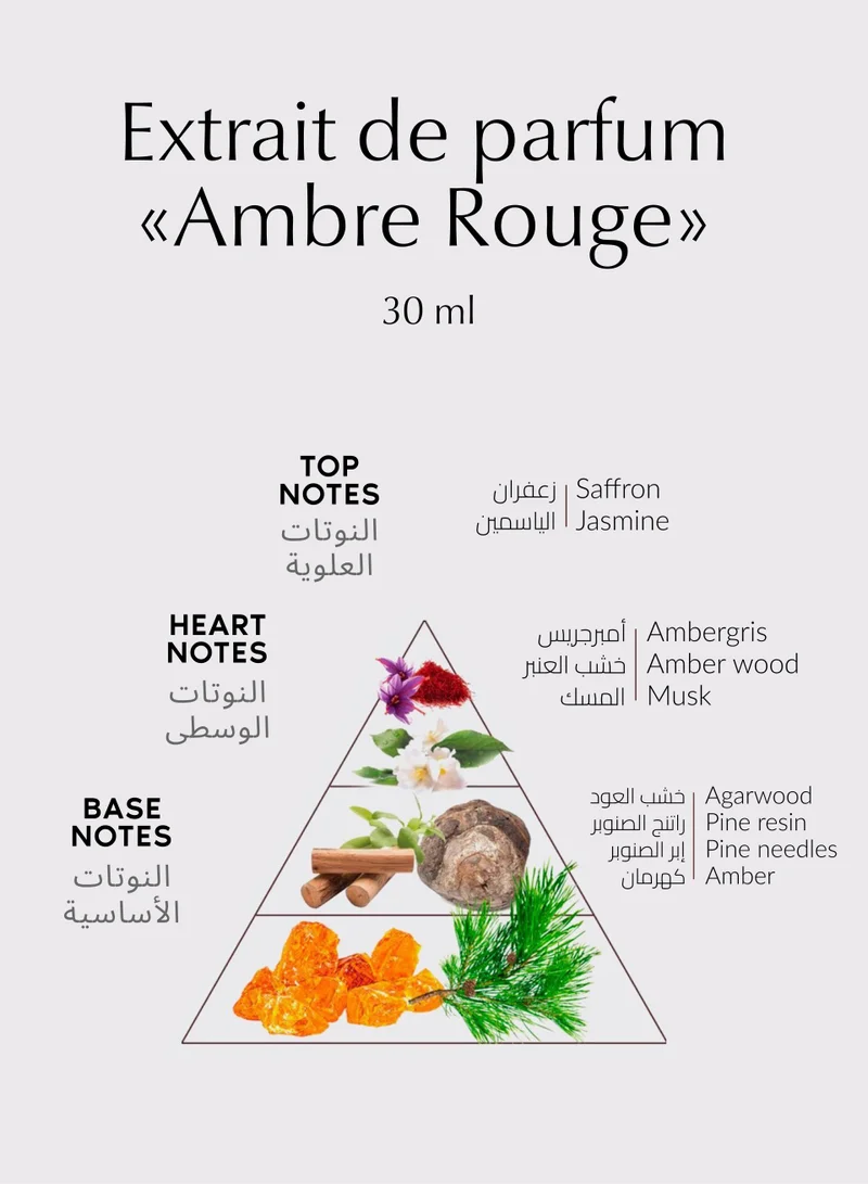 PREPARFUMER From France Аmbre Rouge 30ml - Floral Oriental Scent with Saffron & Jasmine - Luxury Fragrance - Long Lasting With Amber Wood Notes