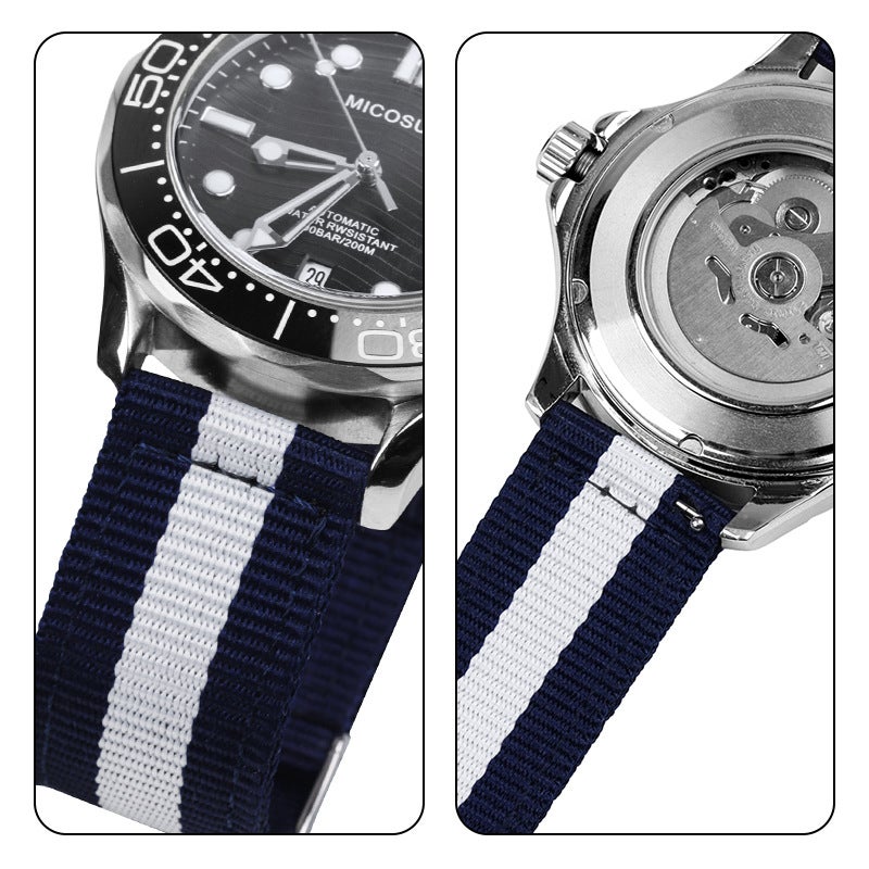 Huawei Samsung Universal Striped Canvas Nylon Strap Split Nylon Strap 20Mm22Mm Quick Release Nylon Strap - Image 4