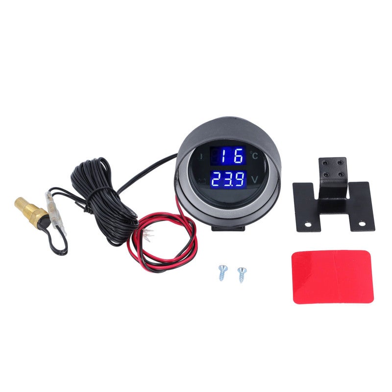Digital Volt Water Temp Gauge 2 in 1 Display High Accuracy Water Temperature Gauge - Alarm Function Digital Voltage Gauge for Car Truck Caravan - Image 1