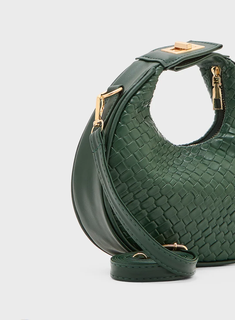 ايلا Weave Textured Crescent Satchel Bag