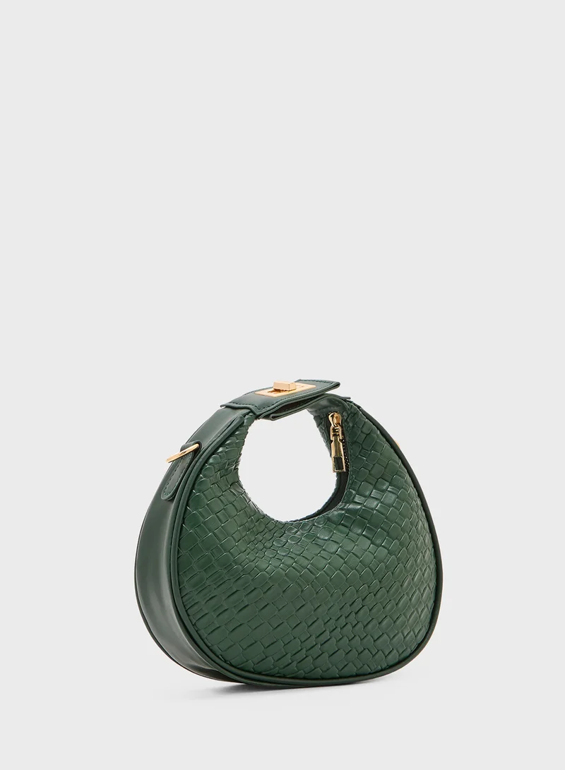 ايلا Weave Textured Crescent Satchel Bag