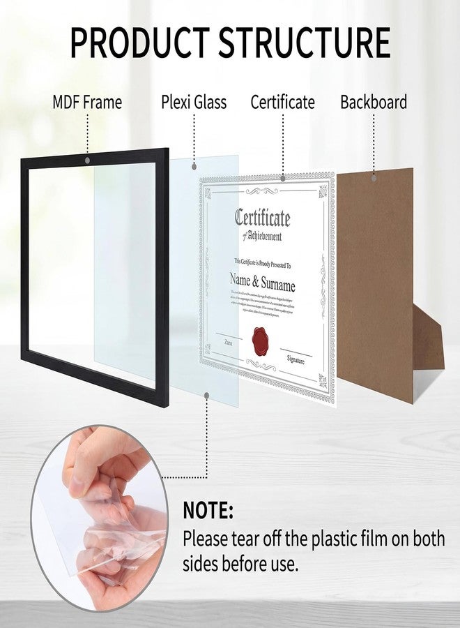 MEBRUDY 8.5 x 11 Picture Frame Set of 10, Black 8.5 by 11 Photo Frames Used for Certificate, Diploma, Document, Degree, Award, Wall Hanging or Tabletop Display - Image 4