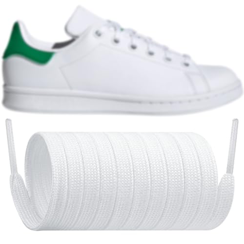 Endoto Shoelaces for Adidas Stan Smith Flat Shoe Laces Replacement Laces for Sneaker ShoesWhiteSize55Inch - Image 1
