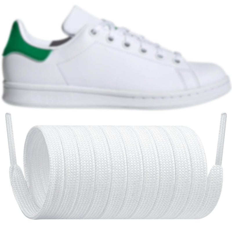 Endoto Shoelaces for Adidas Stan Smith Flat Shoe Laces Replacement Laces for Sneaker ShoesWhiteSize55Inch - Image 2