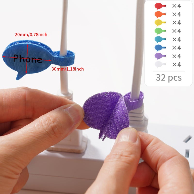 Trilancer Cord Labels Cable Label, Multicolored Handwriting Cord Tags - Speech Bubbles Tags for Organizing Wires and Identification, Reusable with Multiple Uses - 32 PCS - Image 3