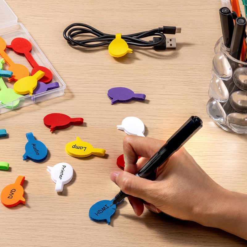 Trilancer Cord Labels Cable Label, Multicolored Handwriting Cord Tags - Speech Bubbles Tags for Organizing Wires and Identification, Reusable with Multiple Uses - 32 PCS - Image 2