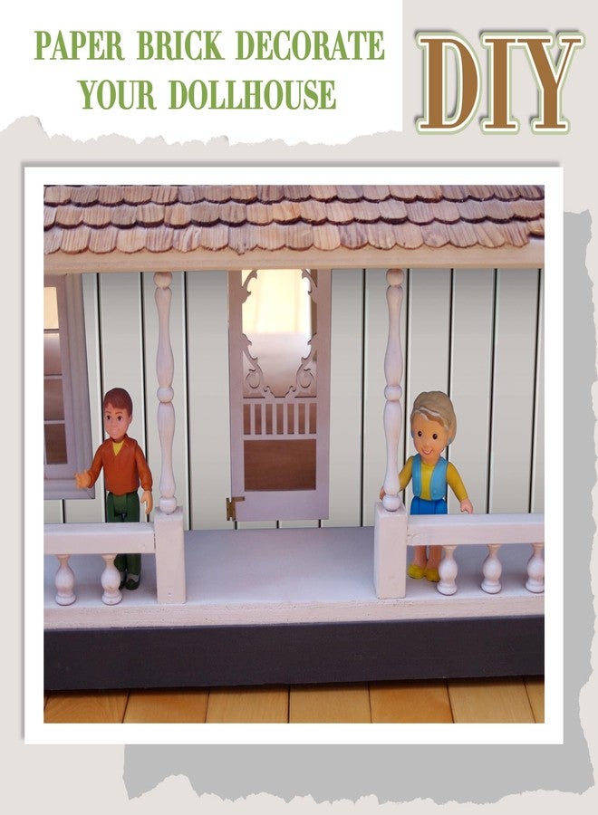 Flutesan 12 Pcs Miniature Dollhouse Wallpaper and Flooring Peel and Stick Mini DIY Self Adhesive Dollhouse Accessories 8.27 x 11.69 Inch (Wood Paneled Wall) - Image 4