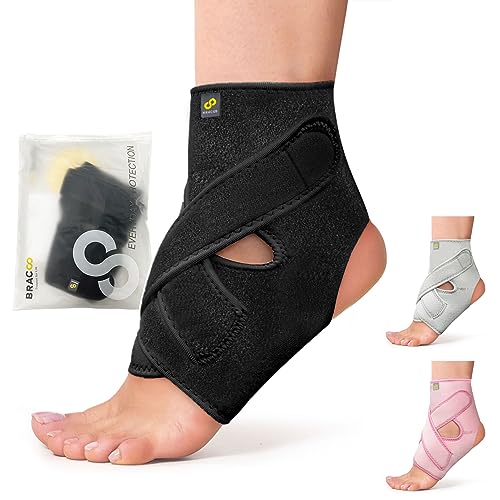 Bracoo Ankle Support Brace For Men & Women, Adjustable Compression Sleeve Strap Wrap, Sprain, Arthritis, Pain Relief, Sports Injuries and Recovery, Breathable Neoprene Brace, FS10 - Image 1