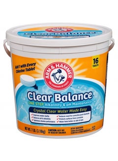 ARM & HAMMER Clear Balance Swimming Pool Alkalinity & pH Maintenance Tablets, White, 1 Pack, 16 Count