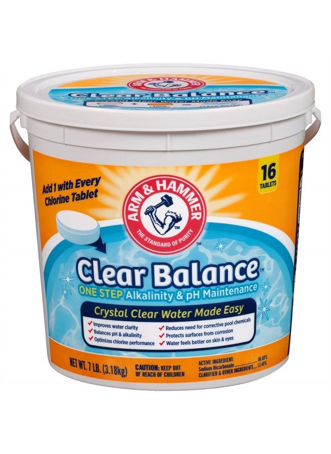 Arm & Hammer - ARM & HAMMER Clear Balance Swimming Pool Alkalinity & pH Maintenance Tablets, White, 1 Pack, 16 Count - Image 1
