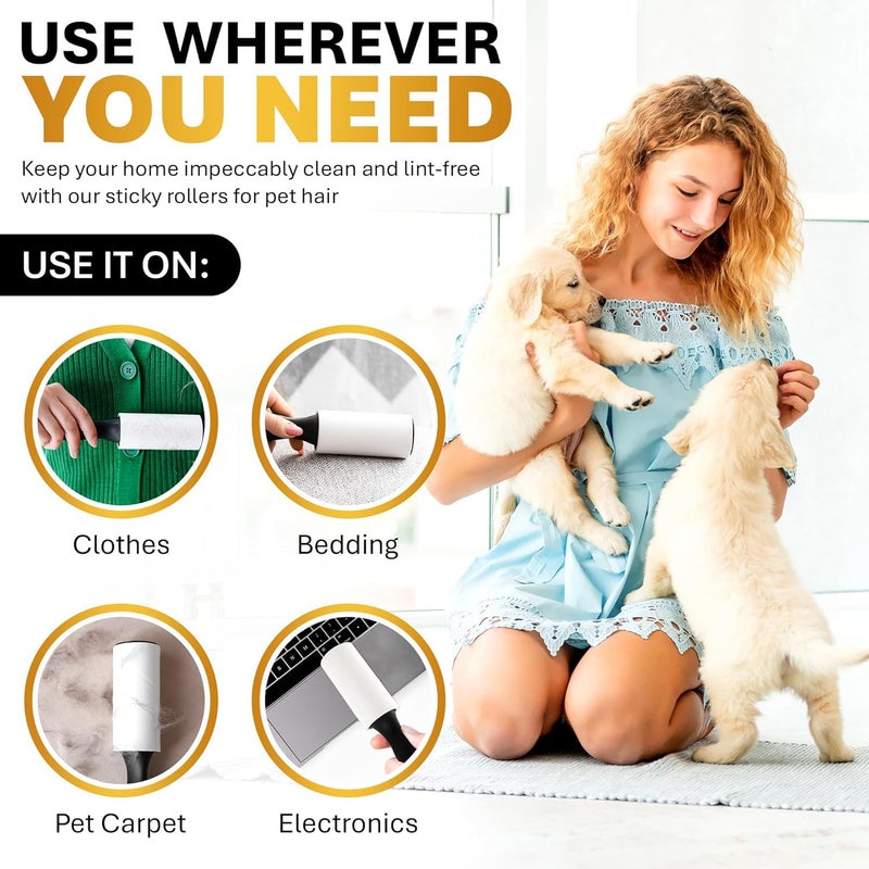 Styllent Lint Rollers for Pet Hair Extra Sticky Upgraded Handles Dust Cleaning Use Portable Lint Rolle with 10 Refills of 60 Sheets 600 Sheets Total Better Clean Your Home 2 Handles with 10 Refills - Image 5