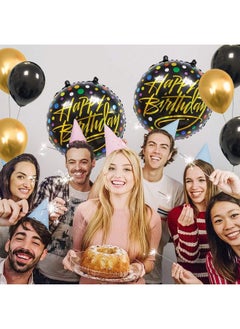 بارتي بروبس بالونات فويل من بارتي بروبز لتزيين أعياد الميلاد - مجموعة من 7 قطع، بالونات فويل مطبوعة باللونين الذهبي والأسود | بالونات عيد ميلاد للديكور | زينة عيد ميلاد سعيد للبنات والأولاد والرجال والنساء  - Image 5