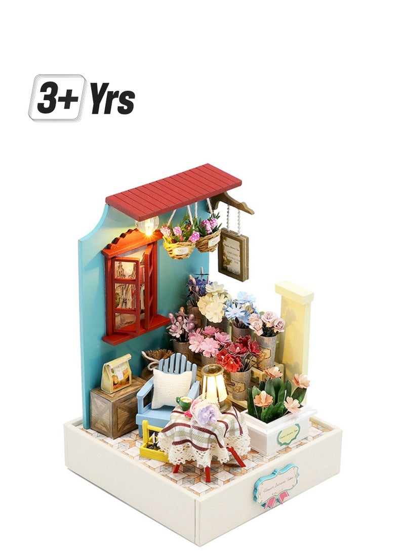 Loquat Flower Shop Diy Miniature House Kit Crafts Toys Miniature Handmade Building Model 3d Wooden Puzzle Suitable For Adults And Children - Image 1