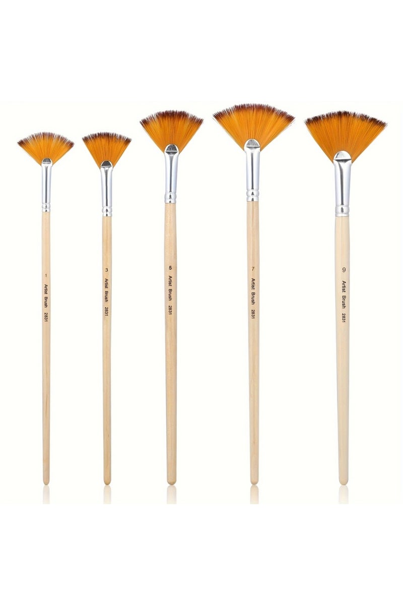 erorex 5pcs Fan Brushes 5/15/25pcs Fan Paint Brushes, Oil Acrylic Paint Brushes Nylon Hair Watercolor Fan A