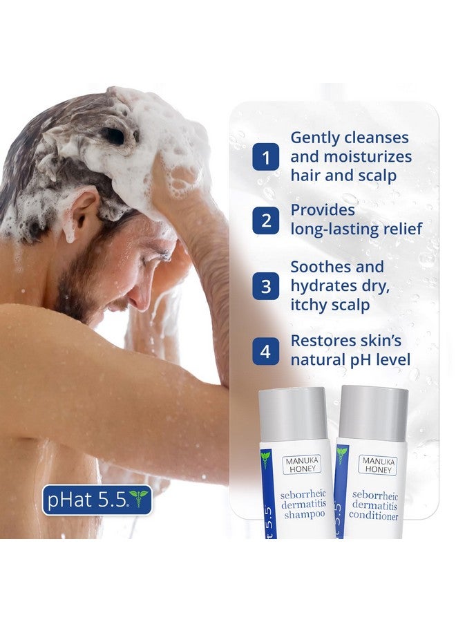 pHat 5.5 Sulfate Free Shampoo And Conditioner Set For Seborrheic Dermatitis Relief - Severe Dry & Itchy Scalp Treatment With Manuka Honey, Aloe Vera & Coconut Oil - Safe For Color Treated Hair (8 Oz) - Image 2