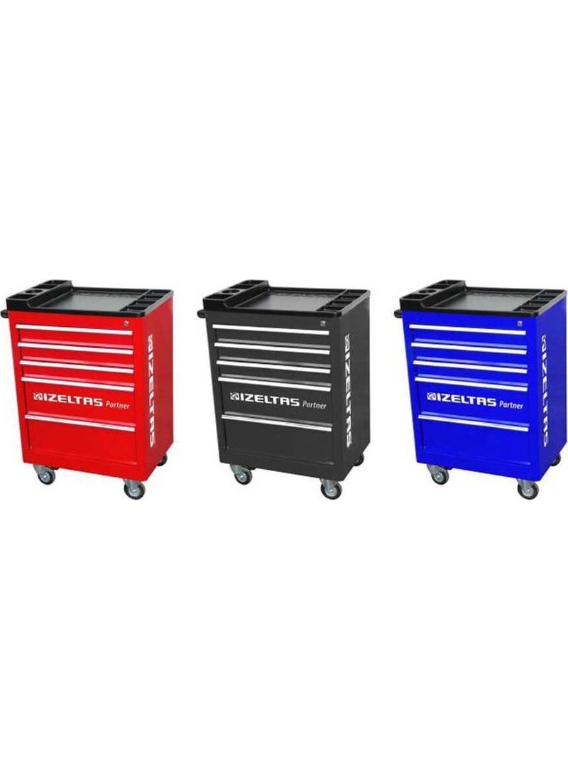 İzeltaş - Izeltaş 5 Drawers Red Filled Partner Series Tool Cabinet - Image 1