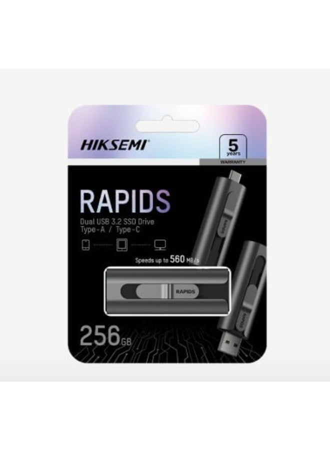 Hiksemi 512GB USB 3.2 Dual SSD Drive Type-A/Type-C 560MB/s-RAPIDS - Image 1