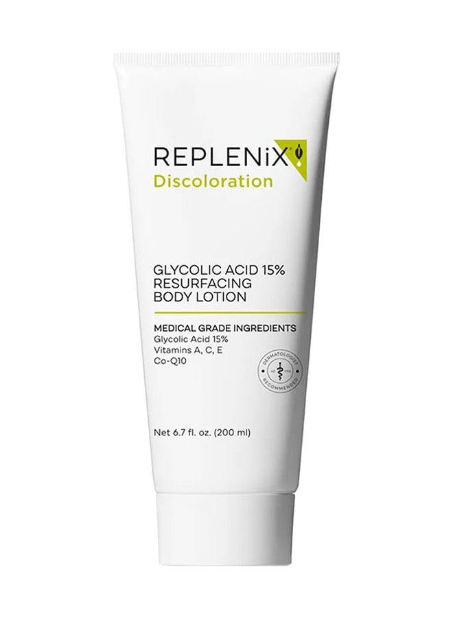 Replenix Discoloration Glycolic Acid 15% Resurfacing Body Lotion, Medical Grade Glycolic Acid Exfoliating Cream, Antioxidant Treatment Smooths Skin Texture, Suitable for Sensitive Skin, 200ml - Image 1