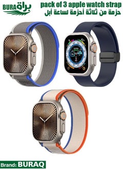 BURAQ Apple Watch Band Strap For Apple Watch Ultra 2/Ultra 49mm, Series 10 46mm, 9/8/7 45mm, SE2/SE/6/5/4 44mm, 3/2/1 42mm 