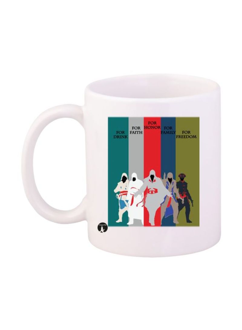 Printed Assassin's Creed Mug White/Red/Grey Standard Size