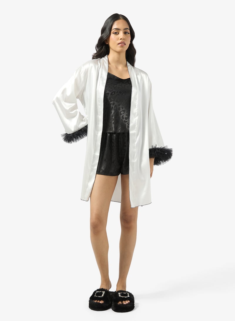 جينجر روب ساتان بتفاصيل ريش - Image 4