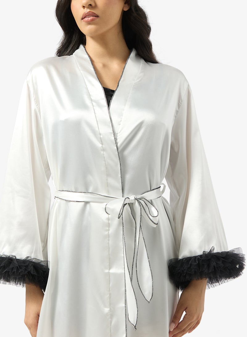 جينجر روب ساتان بتفاصيل ريش - Image 3