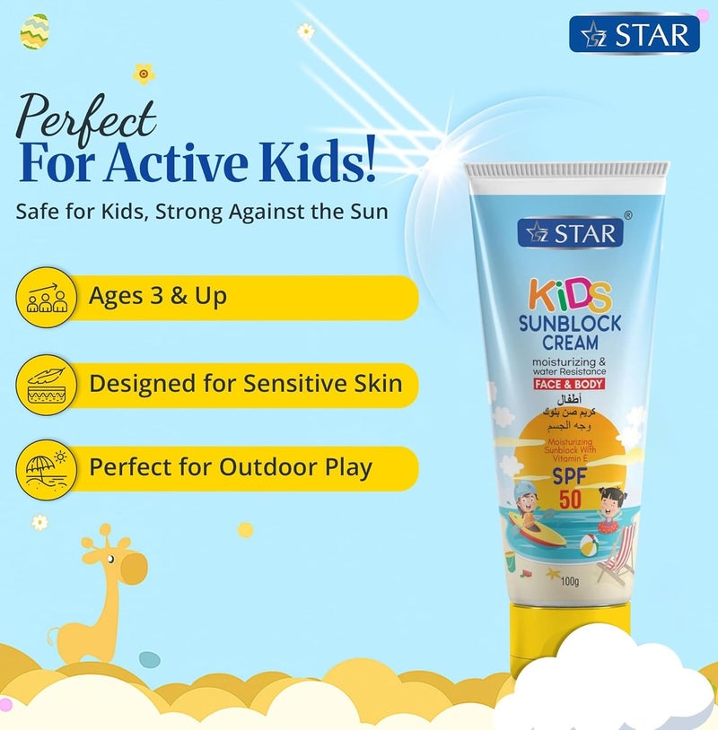 SZ Star Kids Sunblock Cream Face And Body SPF50 - 100 g - Image 5
