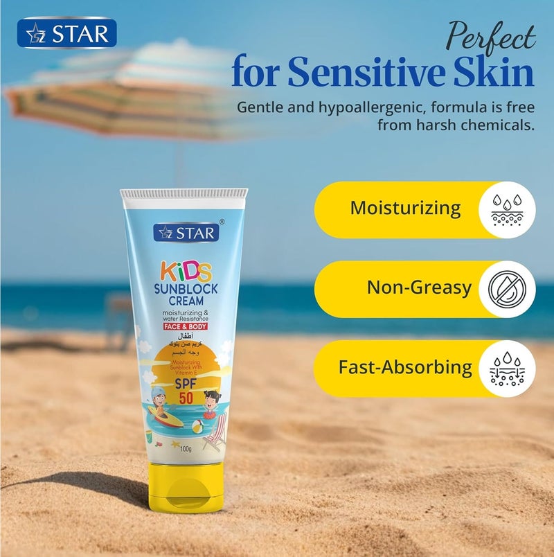 SZ Star Kids Sunblock Cream Face And Body SPF50 - 100 g - Image 3