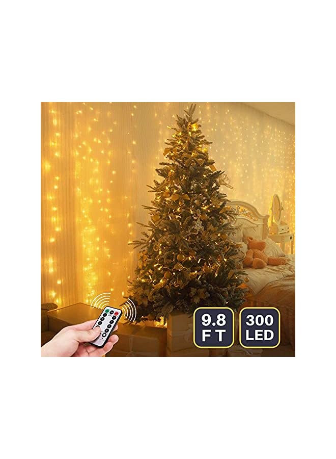 The Bros Fairy String Lights, Warm White 300 LED, 9.8x9.8 Feet, Hanging Light for Bedroom Wall, Home Decor Lighting, Lighted Bed Room Curtain, Party Wedding Decorations Backdrop - Image 5