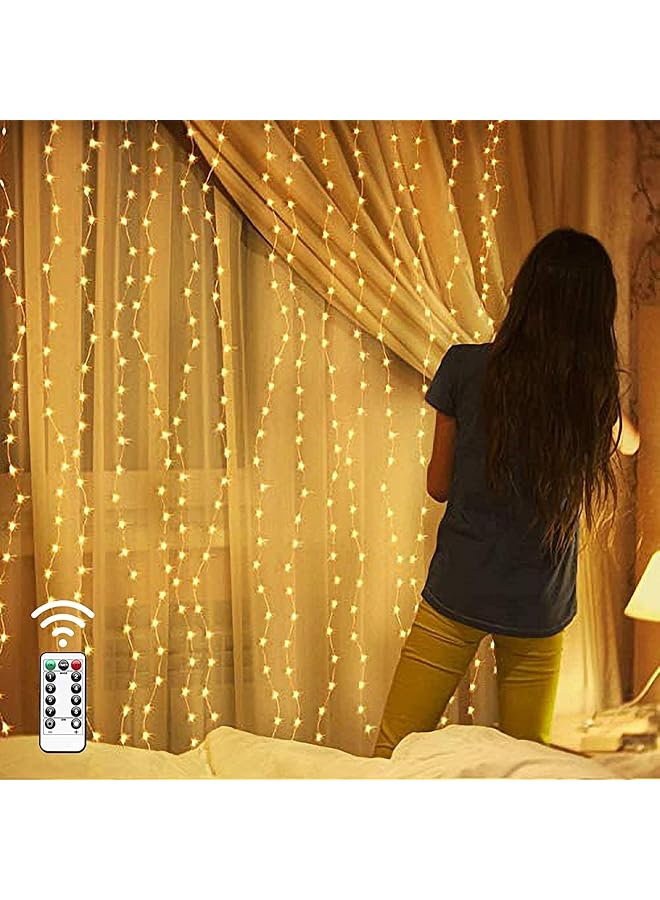 The Bros Fairy String Lights, Warm White 300 LED, 9.8x9.8 Feet, Hanging Light for Bedroom Wall, Home Decor Lighting, Lighted Bed Room Curtain, Party Wedding Decorations Backdrop - Image 1