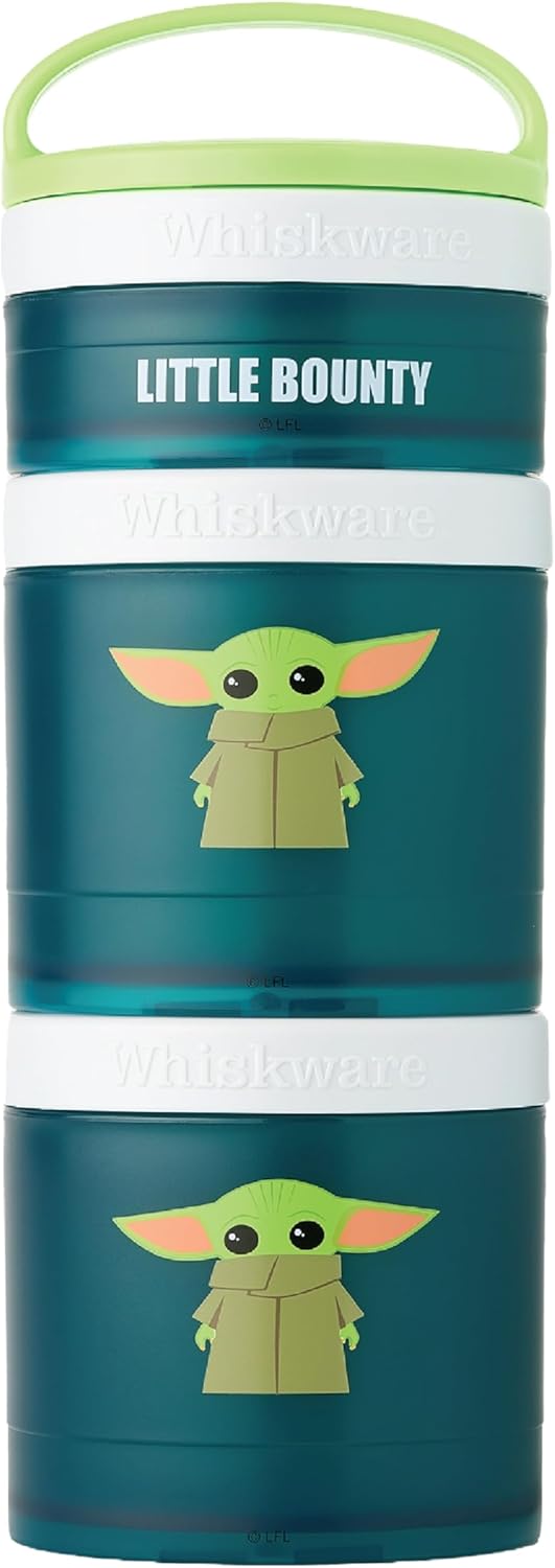Whiskware Stackable Snack Containers for Kids and Toddlers 3 Stackable Snack Cups for School and Travel The Child Little Bounty  GreenWhiteTeal - Image 1