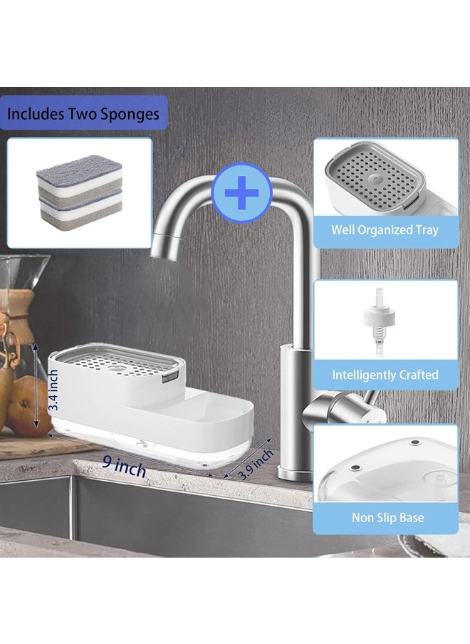 Bukela - 3 in 1 soap dispenser, sponge and soap dispenser, dish soap dispenser for kitchen with sponge (white) - Image 1