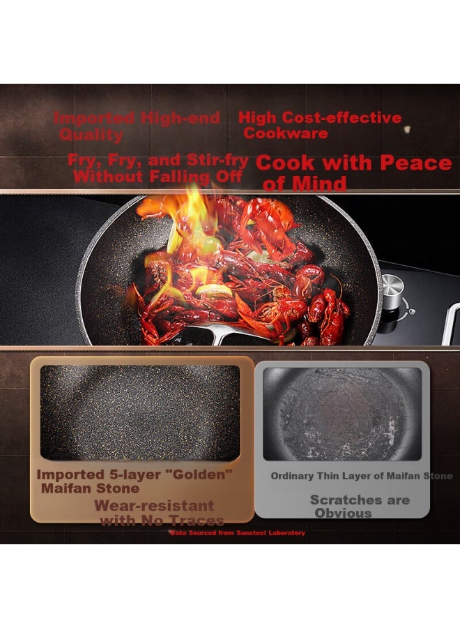 Ssgp Imported Maifanshi Flat Bottom Frying Pan Non-stick Pan For Induction Cooker Gas Stove Universal Steak Frying Pan 28cm 24591 - Image 4