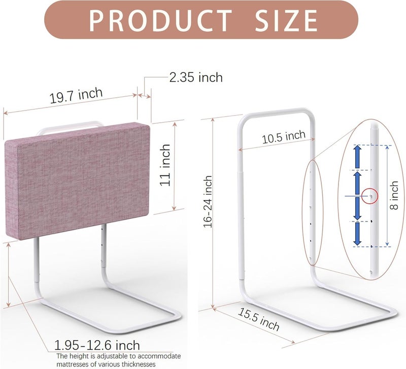 OCBAiLi Bed Rail for Toddlers & Infants with Screw Fix Safety System, Upgrade Bed Guard Rail for Children, Elderly Adults, Kids, Baby, Toddler Bed Rails for Twin, Full Size, Queen &King Mattress (1PC, Pink) - Image 3