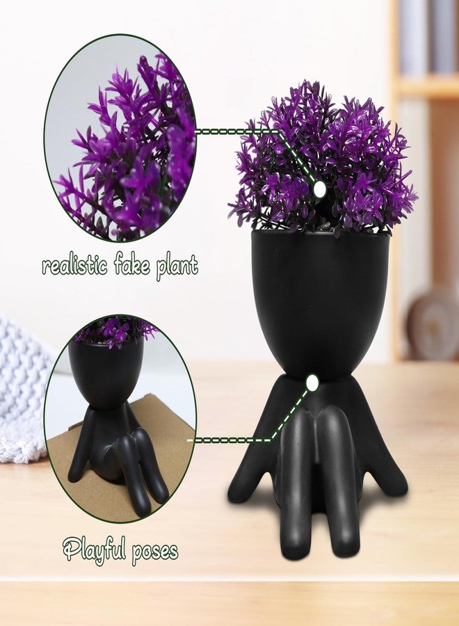 Zerzsy Fake Plants Mini Artificial Greenery Potted Plant for Home Decor Indoor Office Small Fake Plants Decor Cute Faux Succulent Desk Decoration for Office - Set of 1 - Image 2
