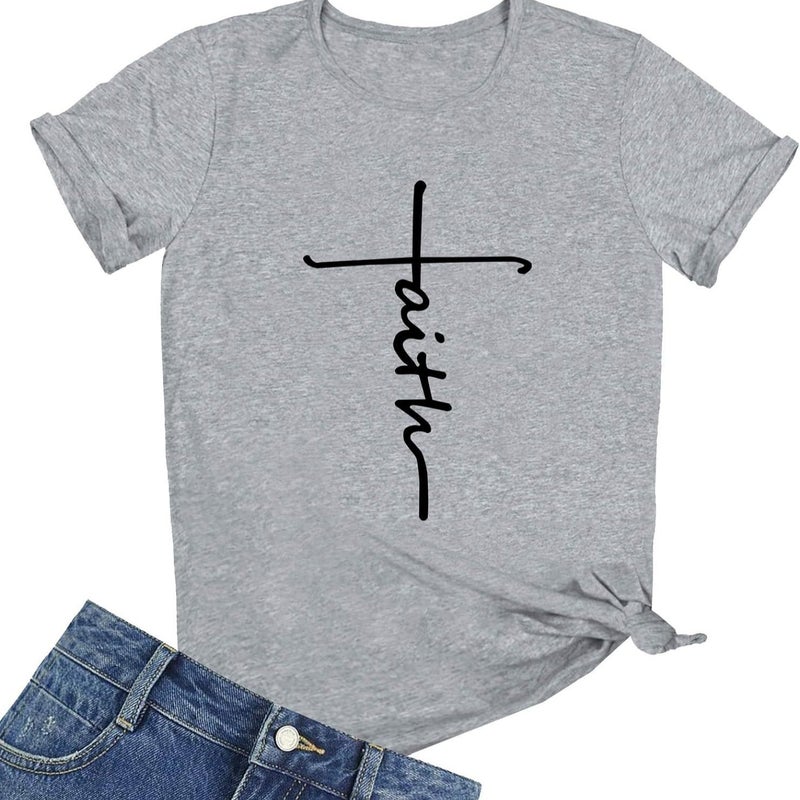 Pure Cotton Size Letter Line Pattern Printed T-Shirt Women'S Short Sleeve Summer Round Neck - Image 4