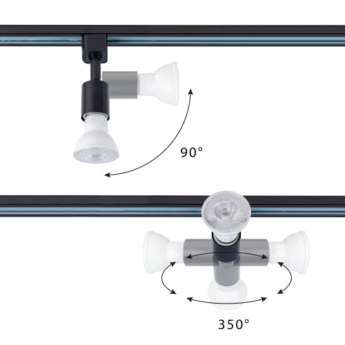 mirrea H Type Track Lighting Head to E26 Medium Screw Base Adapter Light Direction Adjustable Pack of 12 (Black) - Image 5