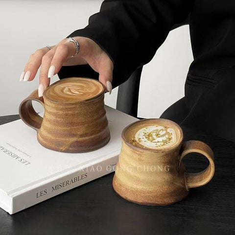 Handmade Stoneware Retro Coffee Cup Creative Breakfast Cup Oatmeal Cup Home Milk Cup Ceramic Mug